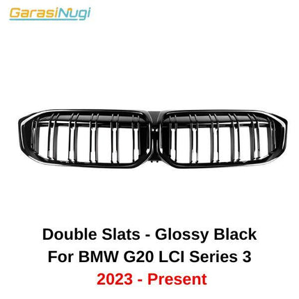 BMW G20 LCI Grille Kidney Hidung Double Slat Glossy Black 320