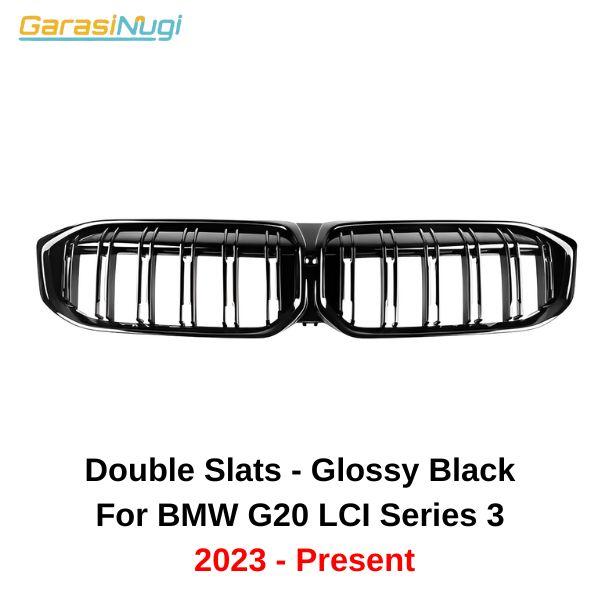 BMW G20 LCI Grille Kidney Hidung Double Slat Glossy Black 320
