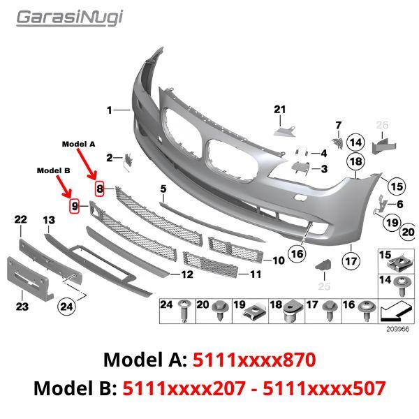 Lower Grille For BMW F01 F02 Pre-LCI Grill Cover Bumper Bawah 730 720