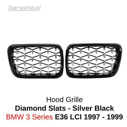 BMW E36 LCI Grill Kidney Hidung Double Slat Glossy Black 320 1997-1999