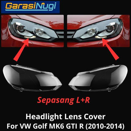Mika Headlight VW Golf MK6 GTI R Lens Kaca Cover Lampu Depan 2010-2014