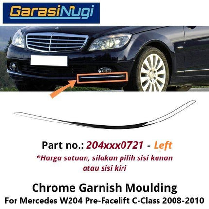 Chrome Stripe Mercy W204 Pre-FL Garnish Moulding Bumper Depan C200