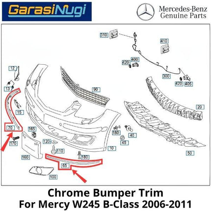 Chrome Stripe Mercy W245 Facelift Front Garnish Moulding Original B180