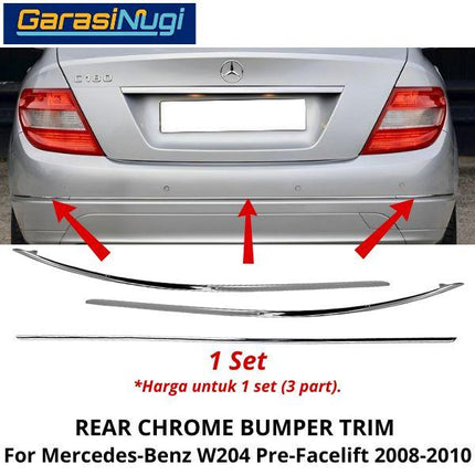 Rear Chrome Mercy W204 Pre-FL Bumper Trim Moulding Belakang C180
