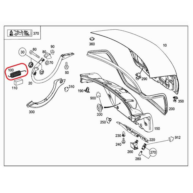 Tension Spring Mercy W204 Coupe Per Shock Bagasi Trunk Mercedes C250
