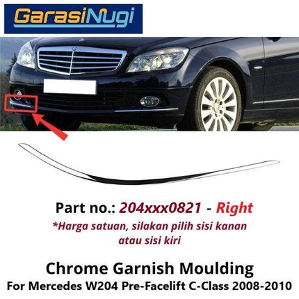 Chrome Stripe Mercy W204 Pre-FL Garnish Moulding Bumper Depan C200