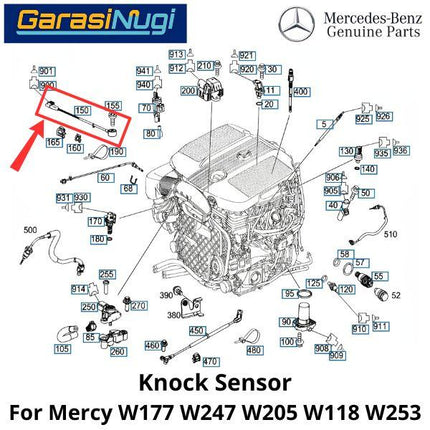 Knock Sensor Mercy W177 W247 W205 W118 W253 Mercedes A200 C250 0009057303