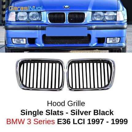 BMW E36 LCI Grill Kidney Hidung Double Slat Glossy Black 320 1997-1999