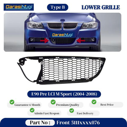 Lower Grille For BMW E90 Pre LCI Cover Bumper Bawah 320