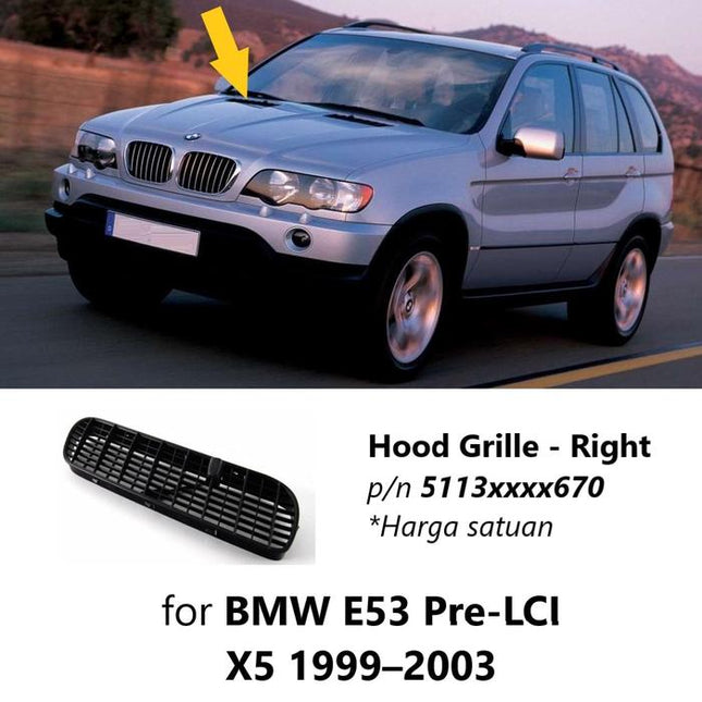 Hood Grill For BMW E53 Pre-LCI Kap Mesin Cover Kisi Udara X5 1999-2003