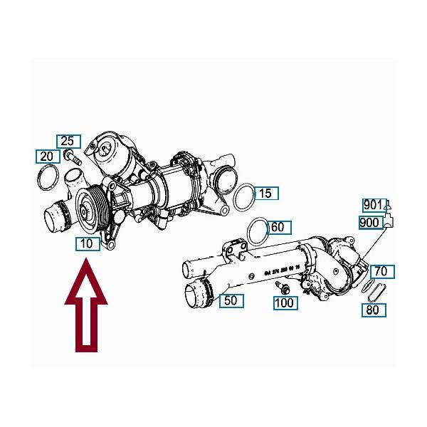 MARELLI Water Pump Mercedes W205 W212 Pompa M274 2742000800 Original