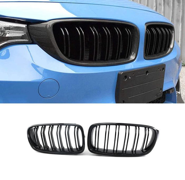 BMW Grill Kidney Grille Hidung Kap Double Slat Black Carbon F30 320i