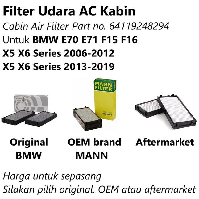 Filter Kabin For BMW E70 E71 F15 Saringan Udara AC Microfilter X5 X6