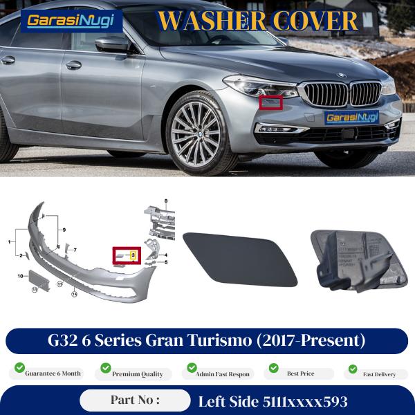 Cover Nozzle Washer For BMW G32 Tutup Lampu Bumper 6 Series