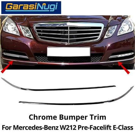 Chrome Stripe Mercy W212 Pre-FL Garnish Moulding Bumper Depan E300