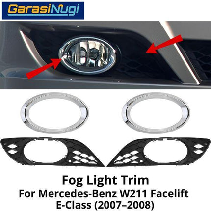 Fog Trim Mercy W211 FL Elegance Cover Chrome Lampu Kabut Bracket E350