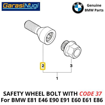 Baut Safety For BMW CODE 37 Wheel Bolt Lock Roda Ban E81 E46 E90 E91 E60 E61 E86