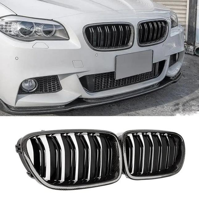BMW Grill Black Carbon Kidney Grille Hidung Kap Double Slat F10 520i
