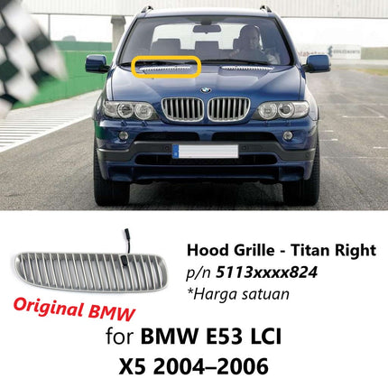 Hood Grill For BMW E53 LCI Kap Mesin Cover Kisi Udara X5 2004-2006