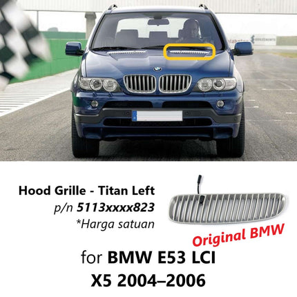 Hood Grill For BMW E53 LCI Kap Mesin Cover Kisi Udara X5 2004-2006