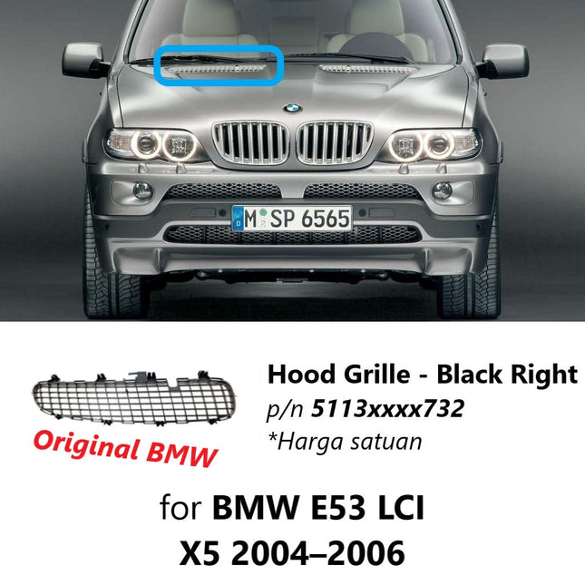 Hood Grill For BMW E53 LCI Kap Mesin Cover Kisi Udara X5 2004-2006