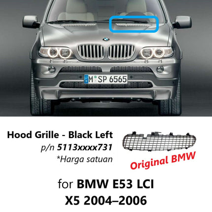 Hood Grill For BMW E53 LCI Kap Mesin Cover Kisi Udara X5 2004-2006