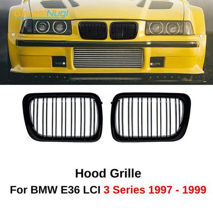 BMW E36 LCI Grill Kidney Hidung Double Slat Glossy Black 320 1997-1999