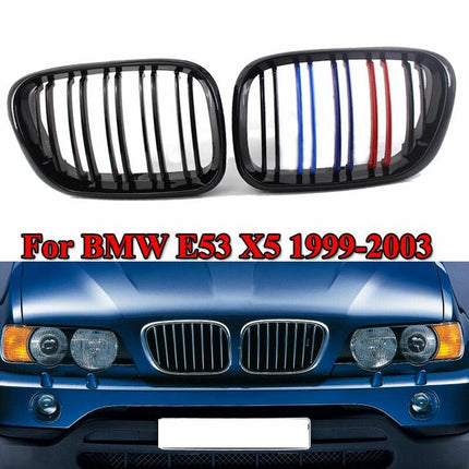 BMW Kidney Grille Hidung Kap Glossy Carbon Double Slat M Color E53 X5