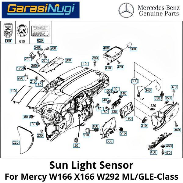 Mercy W166 X166 W292 Sun Light Sensor Radar Cahaya Matahari ML GLE