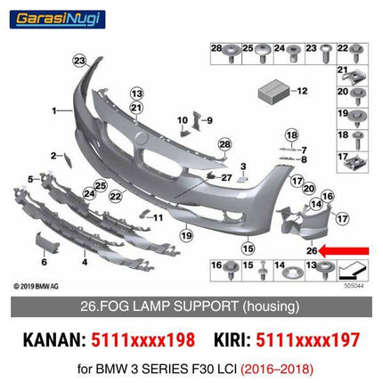 Fog Lamp Housing BMW F30 LCI Cover Dudukan Lampu Kabut 320