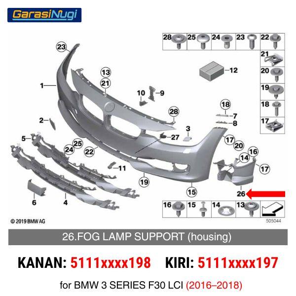Fog Lamp Housing BMW F30 LCI Cover Dudukan Lampu Kabut 320
