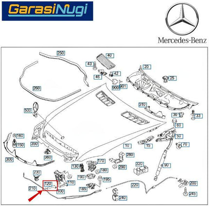 Hood Latch Mercy W221 Pull Handle Tarikan Kap Mesin Original S350