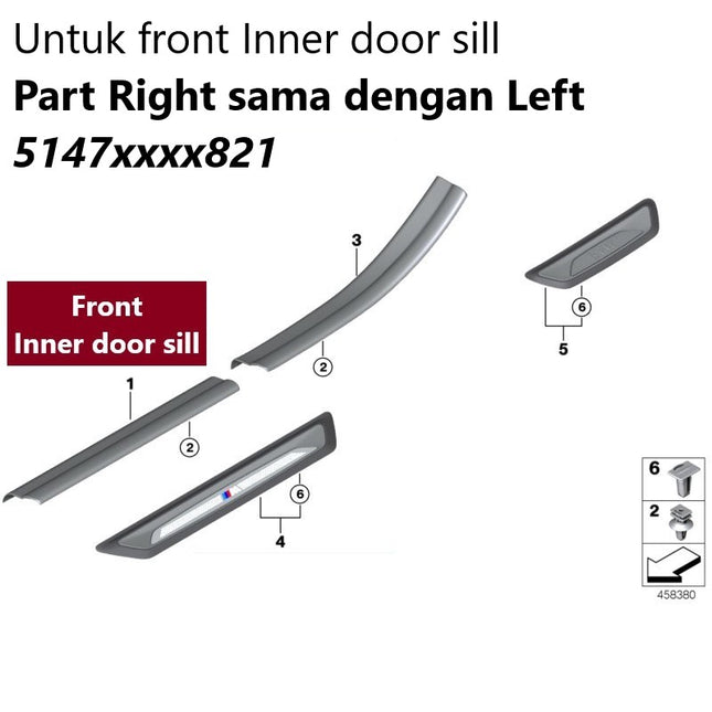 Inner Door Sill Plate For BMW F48 Outer Cover Pintu Dalam Luar X1 X2