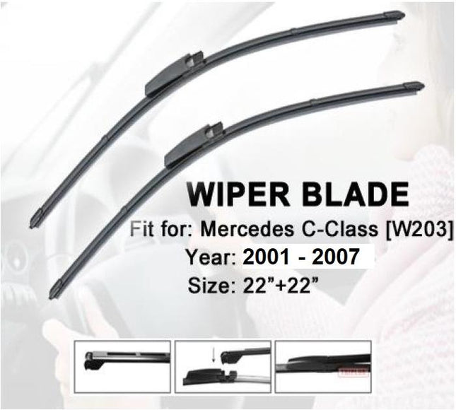 Mercedes W203 W204 Mercy C180 C200 Wiper Frameless Hi Performance Set
