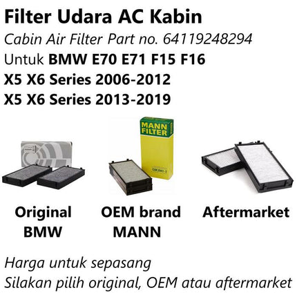 Filter Kabin For BMW E70 E71 F15 Saringan Udara AC Microfilter X5 X6