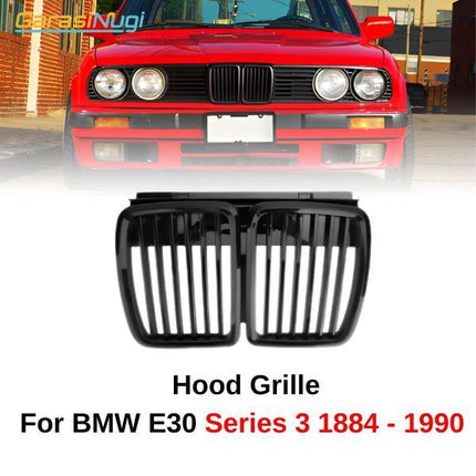 BMW E30 Grill Kidney Hidung Double Slat Glossy Black 1982-1990