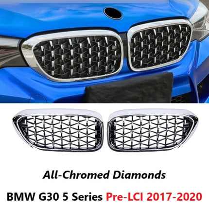 BMW Grill Kidney Grille Hidung Glossy Double Diamond Slat Krom G30 520