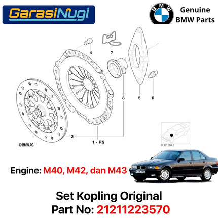 Kopling Set BMW E36 E30 E34 Clutch Kit Original 215mm 21211223570 320