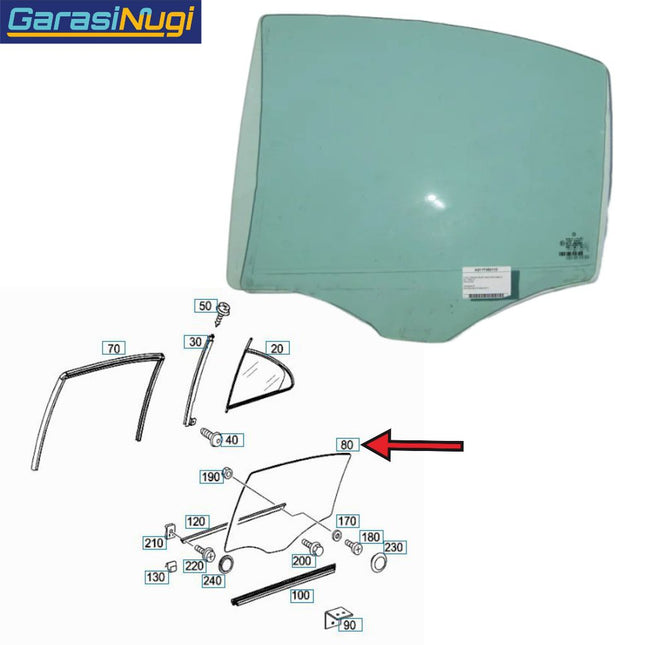 Glass Pane Mercy W211 Kaca Pintu Front Rear Depan Belakang E200 E240