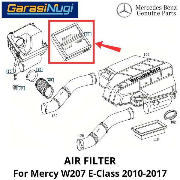 Air Filter Mercy W207 Intake Udara Mesin 6040940904 Mercedes E250 E350