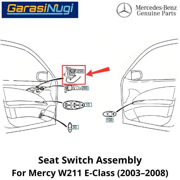 Seat Switch Mercy W211 Button Control Headrest Tombol Kursi Sandaran Kepala Assembly E240