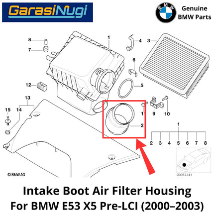 Engine Air Intake For BMW E53 Pre-LCI Housing Selang Saluran Masuk Udara X5 2000-2003