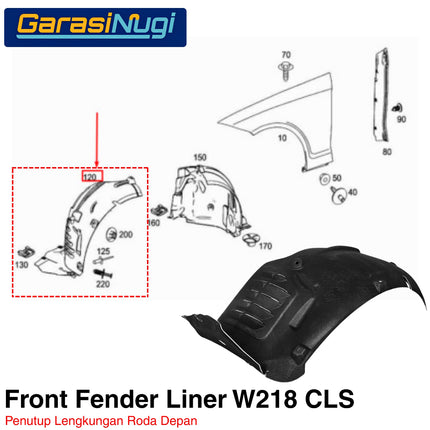 Mercedes W218 Cover Front Fender Liner Penutup Lengkungan Roda Depan CLS