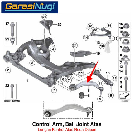 Ball Join Atas BMW F10 F12 F13 Lengan Kontrol Roda Depan Front Axle Arm 523