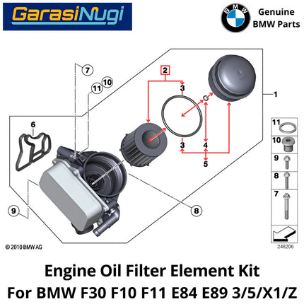 Oil Filter For BMW F30 F10 F11 E84 E89 Saringan Filter Oli Mesin Petrol 328i 528i X1