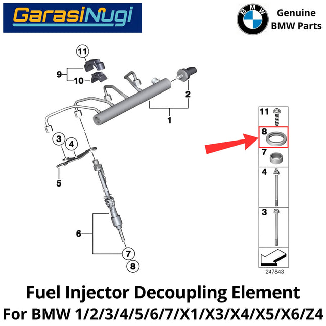 Fuel Injector For BMW  E82 F20 E90 G11 E89 Decoupling Element Pemisah Injektor bahan Bakar 120 320 720 Z4