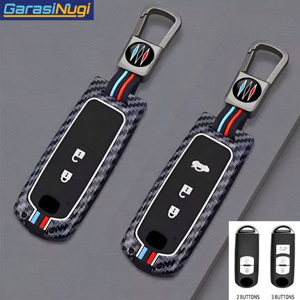 Key Case For Mazda 2 3 6 CX3 CX5 CX7 Sarung Kunci Carbon Edition Short Keychain