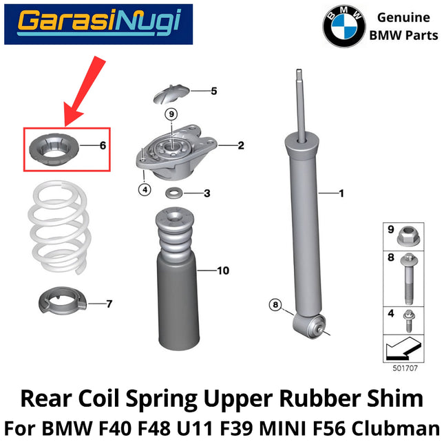 Rear Coil Spring For BMW F40 F45 F48 U11 Upper Rubber Shim Karet Dudukan Per Atas Shock Absorber Belakang 118 220 X1