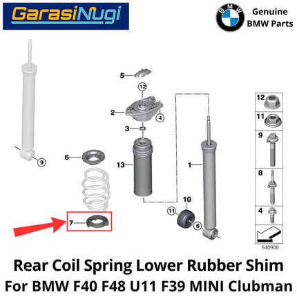 Rear Coil Spring For BMW F40 F45 F48 F39 Lower Rubber Shim Karet Dudukan Per Keong Bawah Shock Absorber Belakang 118 220 X1