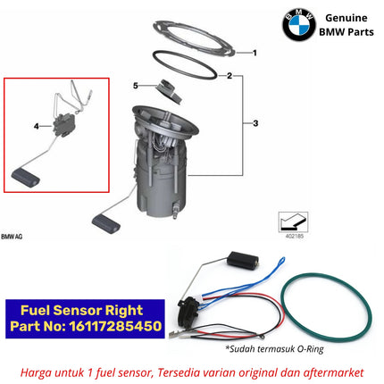 Fuel Level Sensor BMW F25 F26 Pengukur Ketinggian Bahan Bakar Tanki Kanan Bensin Solar 16117285450 X3 X4